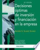libro Decisiones óptimas De Inversión Y Financiación En La Empresa