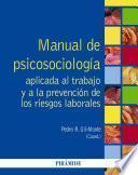 libro Manual De Psicosociología Aplicada Al Trabajo Y A La Prevención De Los Riesgos Laborales